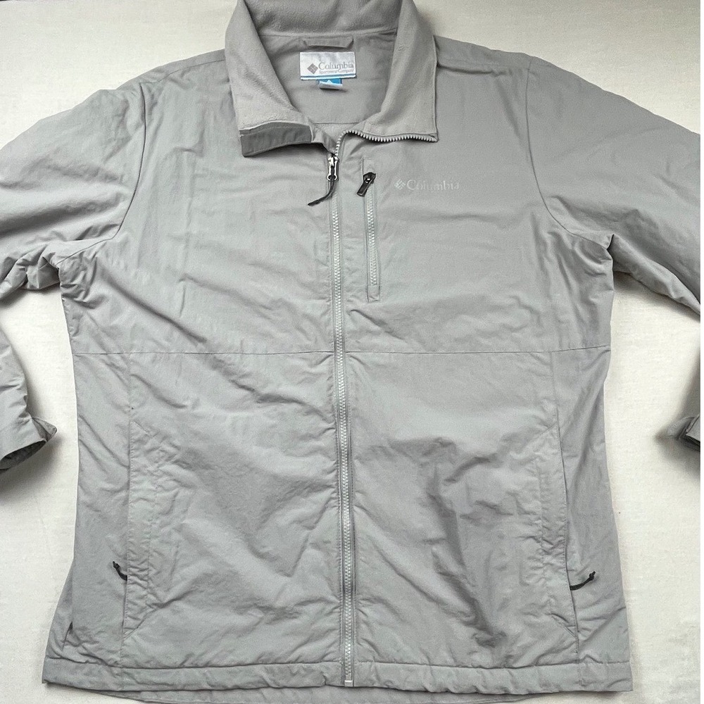 Columbia Womens Full Zip Fleece Lined Nylon Jacket Gray WM0033 Large